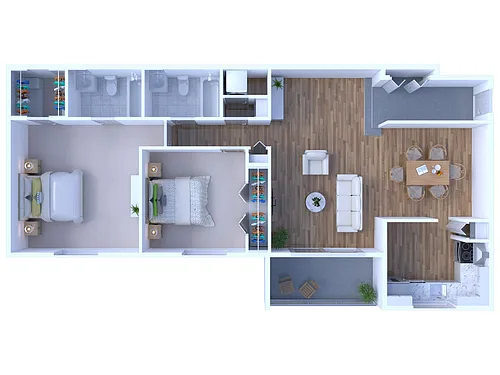 Floor plan 2 BR - 2 BTH