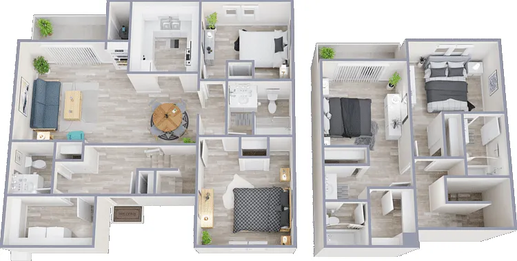 4 Bed 3.5 Bath TH Floorplan Diagram