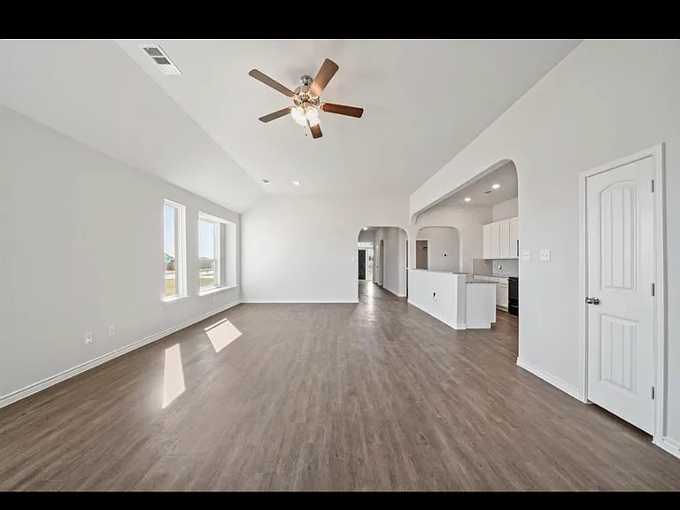 open concept living and dining space