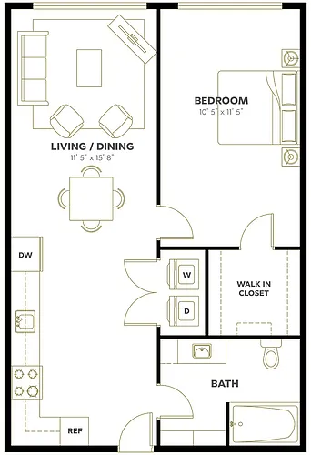 Floor plan 1X1 C16