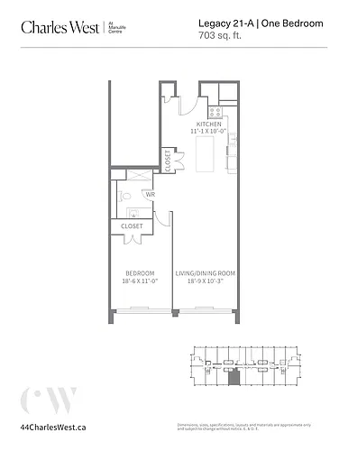 Floor plan 1 Bedroom Suite 1 Bed 1 Bath 7