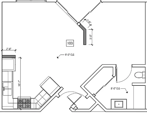 Floor plan Urban 1 Bedroom with Balcony