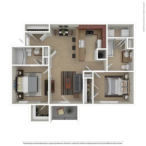 Floor plan Two Bedroom Two Bath Split