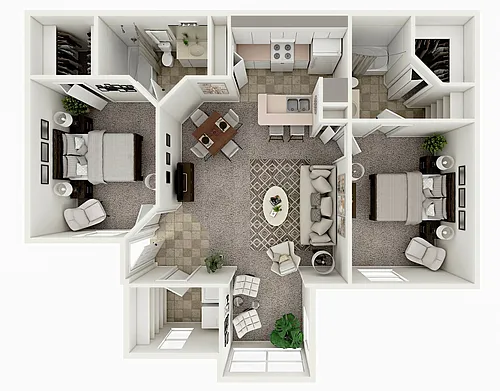 Floor plan Two Bedroom Two Bath
