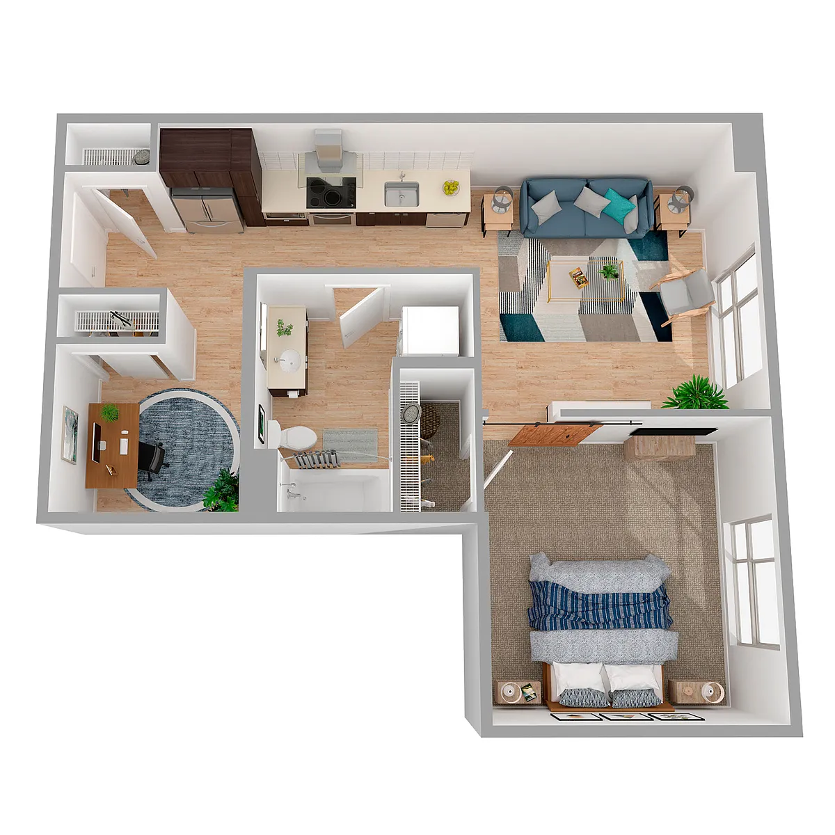 Floor plan 1x1 + Den - a79.1