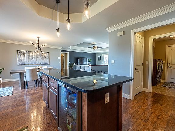 Island with beverage fridge