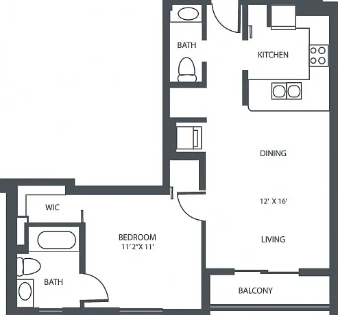 Model H | 1 Bedroom, 1.5 Bath Model H | 1 Bedroom, 1.5 Bath