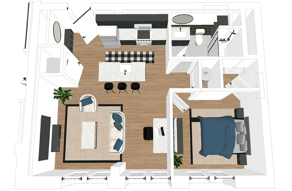 Floor plan D - One Bedroom