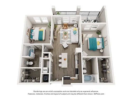 Floor plan B1 - Two Bedroom, Two Bathroom
