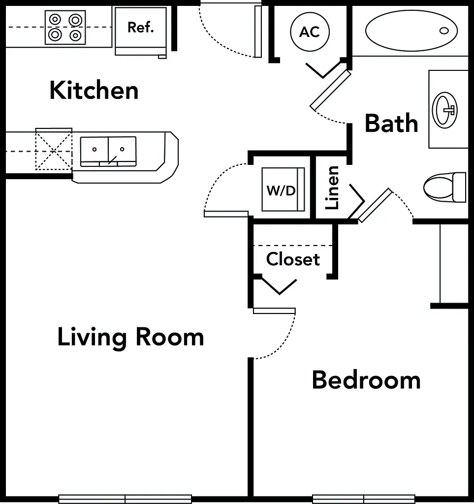 Floor plan One Bedroom One Bath 60%