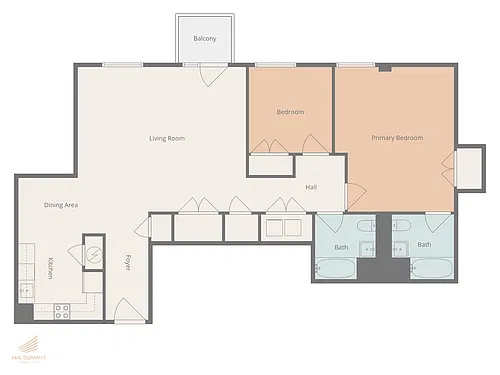 Floor plan Two Bed Two Bath with Balcony - 07 Line