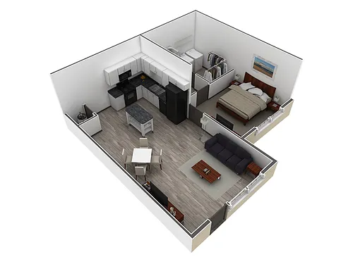 Floor plan 1 BR Retreat Courtyard