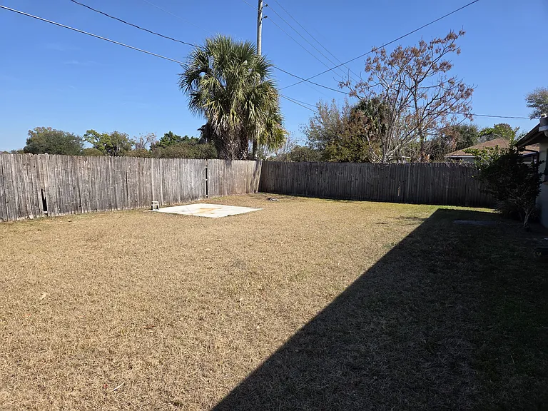 Fenced backyard