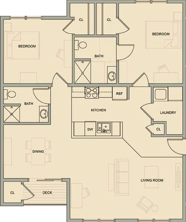 Floor plan 2 Bedroom Select