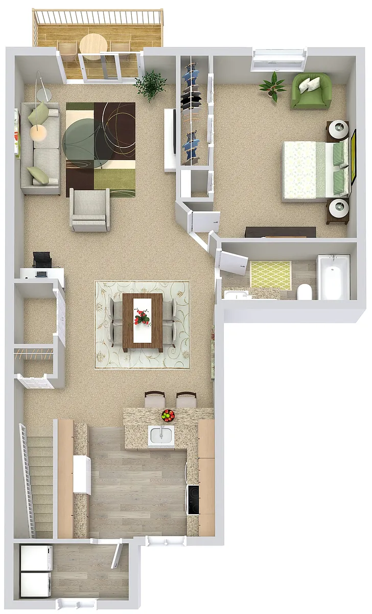 Floor plan 1 Bed | 1 Bath Upper