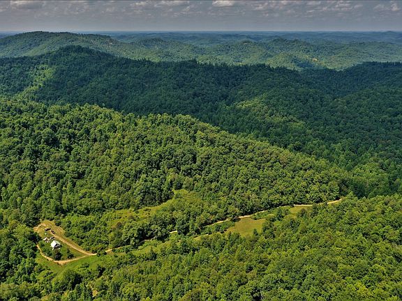 Gorgeous aerial drone shot overlooking the cabin and property