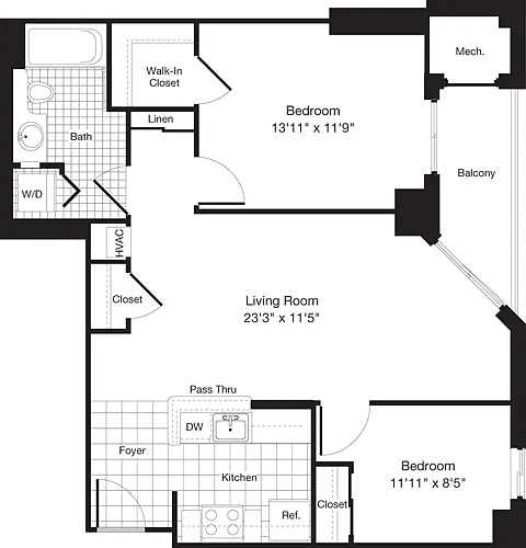 Floor plan 2 Bedroom CC