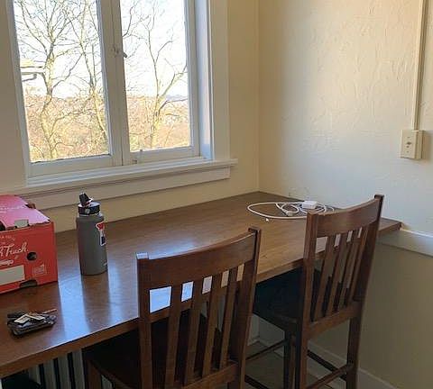 Built in eating/desk area in kitchen with beautiful view