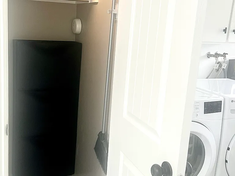 Storage closet under the stairs