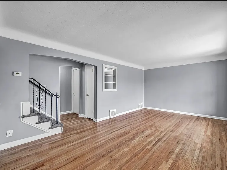 Living room with large bay window
