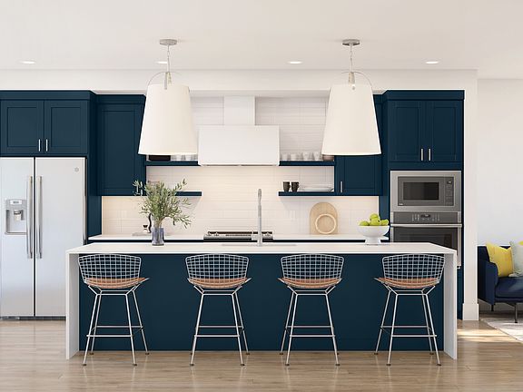 Waterfall edge island in kitchen