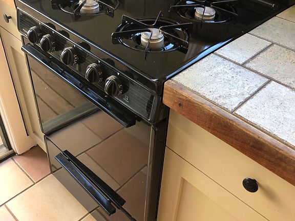 Gas stove in kitchen