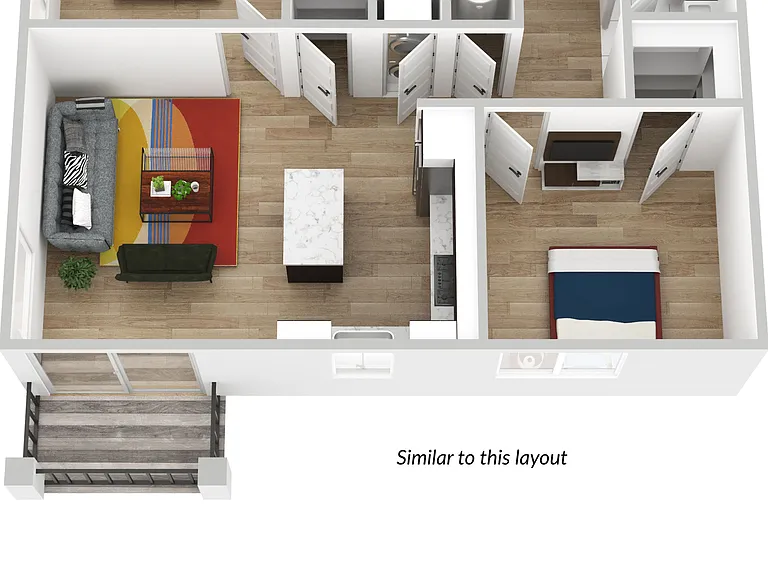 2 Bed 3D render 2 Bed 3D render