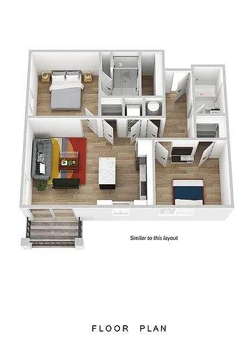 Floor plan 2 Bed Center - West Facing