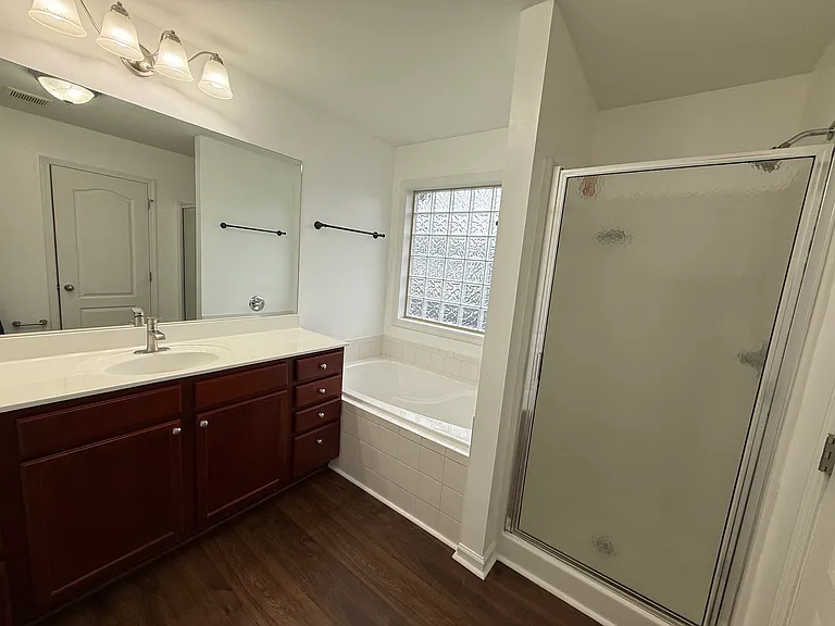 Master bath, shower and tub.