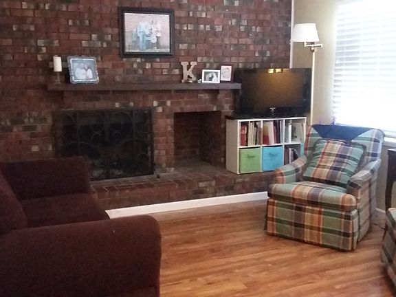 Family room with working fireplace