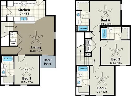 Floor plan 4 Bdrm Townhome