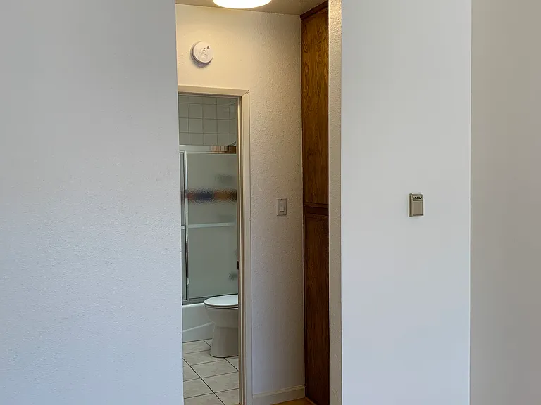 Hallway: Bedroom (Left), Bathroom,
Linen Closet (Right)