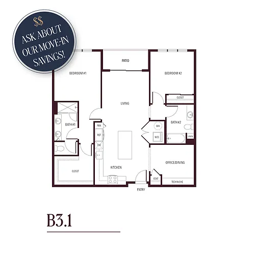 Floor plan B3.1 - ASK ABOUT OUR MOVE-IN SPECIALS!!