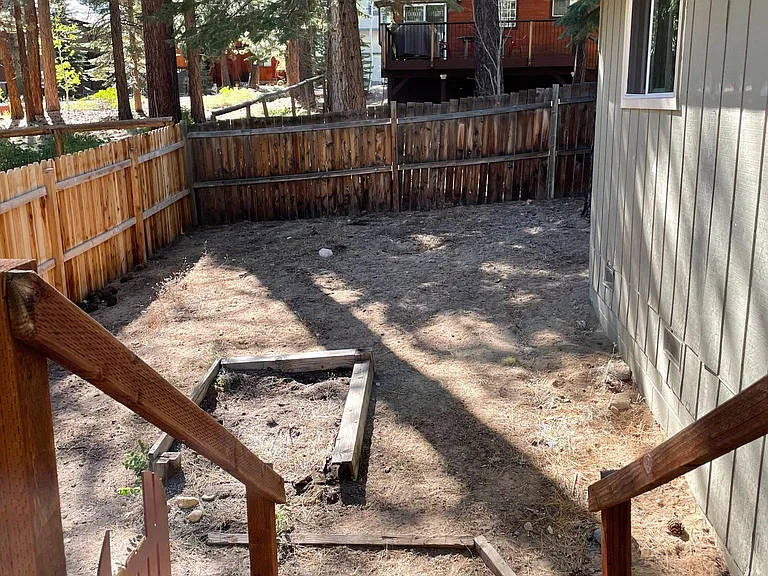 Large fenced backyard