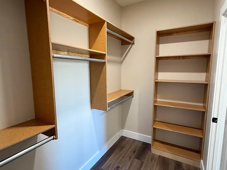 Walk-in closet in master bedroom
