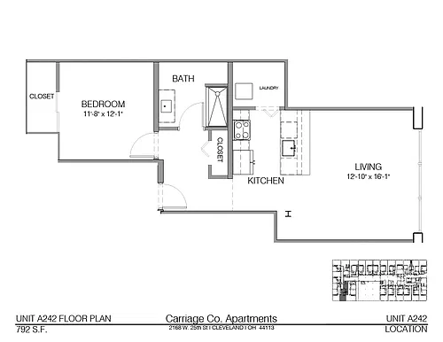 Floor plan c1-792 - 1 bed, 1 bath