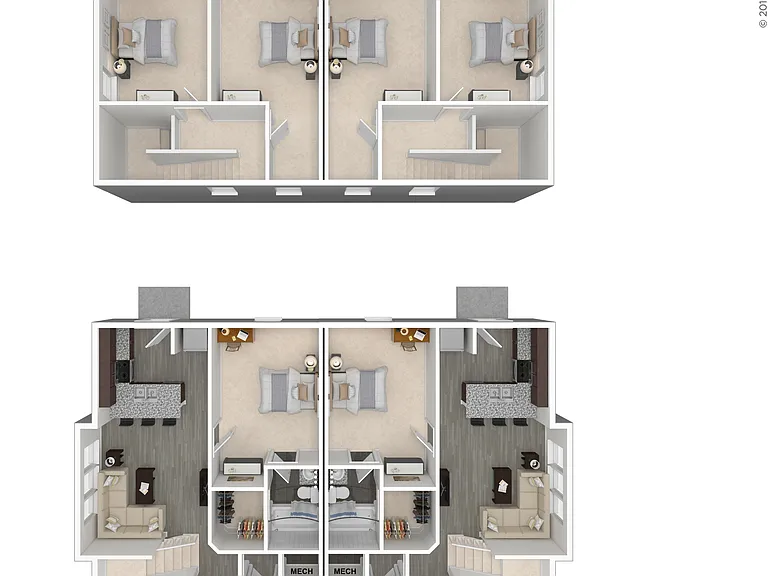 3 Bed Duplex 3D Floorplan 3 Bed Duplex 3D Floorplan