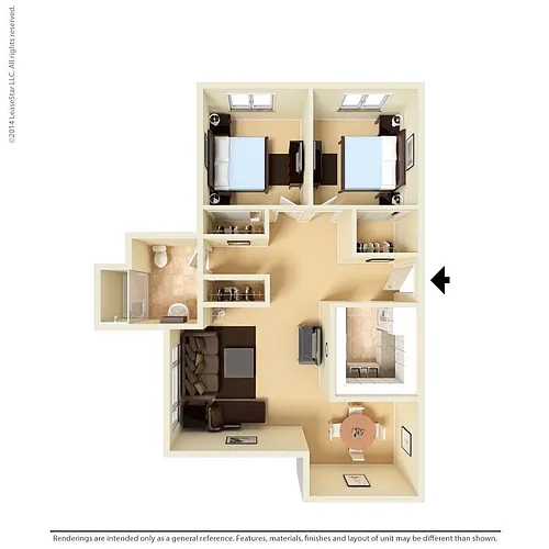 Floor plan Medium 2 Bed 1 Bath