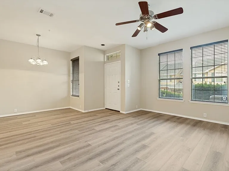 Living room that overlooks courtyard.