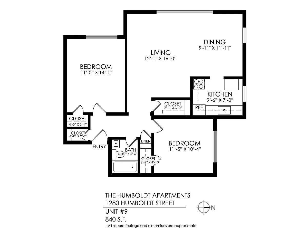 Floor plan 2 Bed x 1 Bath