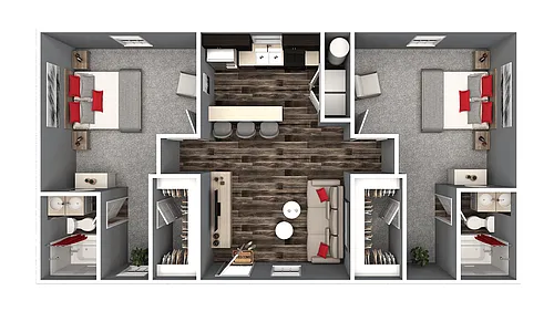 Floor plan 2 BR | 2 BA Flat
