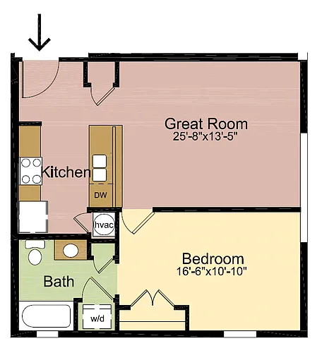 Floor plan 1 Bedroom 1 Bathroom