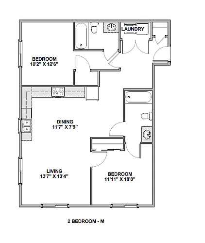 Floor plan 2 Bedroom M