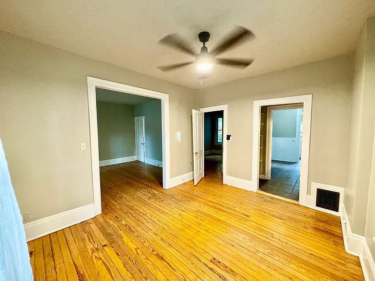 Large dining area with ceiling fan