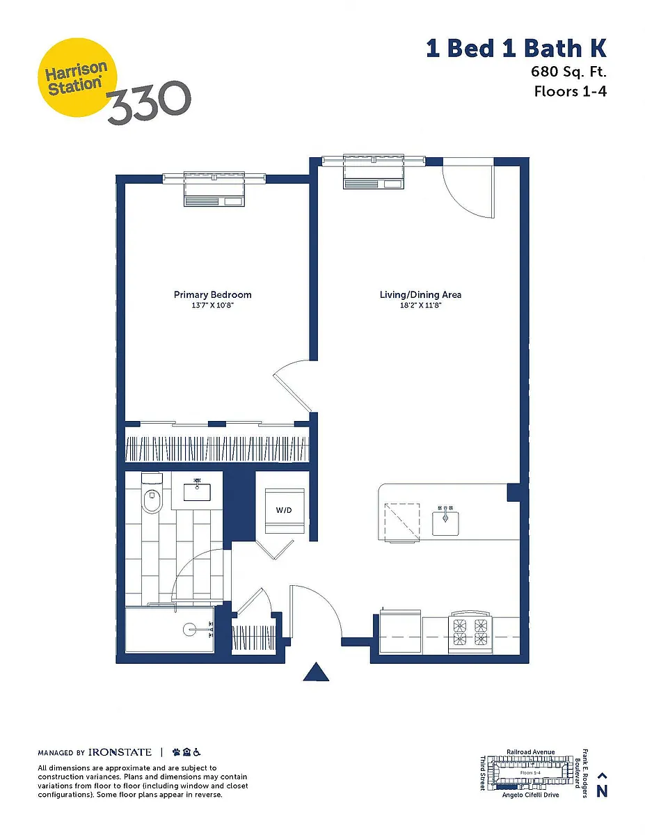 Floor plan 1 Bed 1 Bath K
