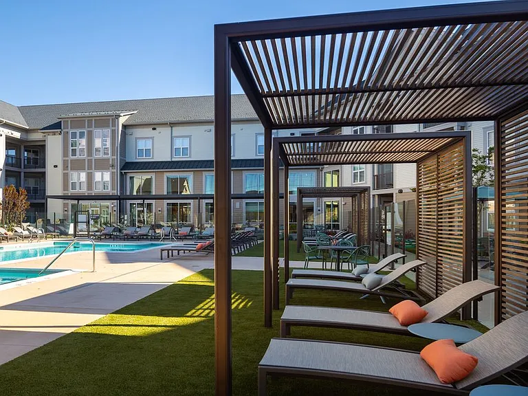 Pool and sundeck with loungers