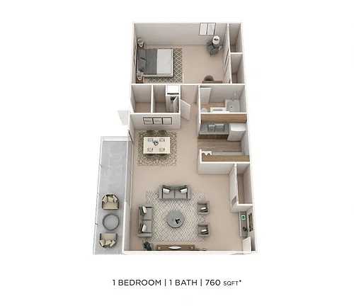 Floor plan One Bedroom- 760 sqft