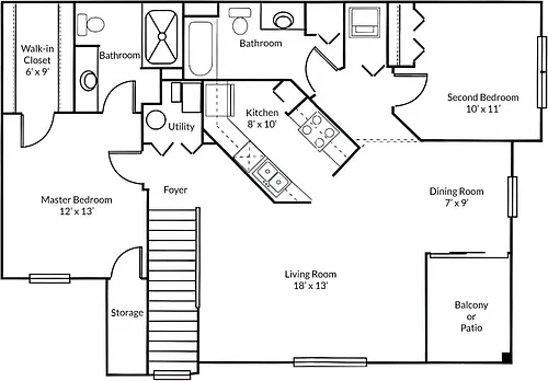 Floor plan 2 Bedroom 1st Floor