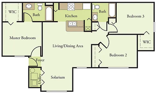 Floor plan Three Bedroom 60% Phase II