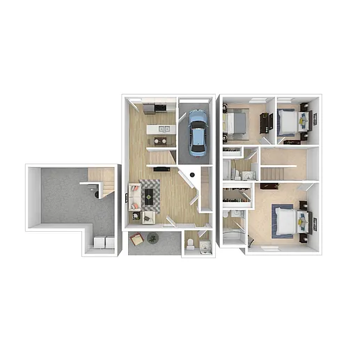 Floor plan CTH - 3 Bedroom Townhome with Attached Garage